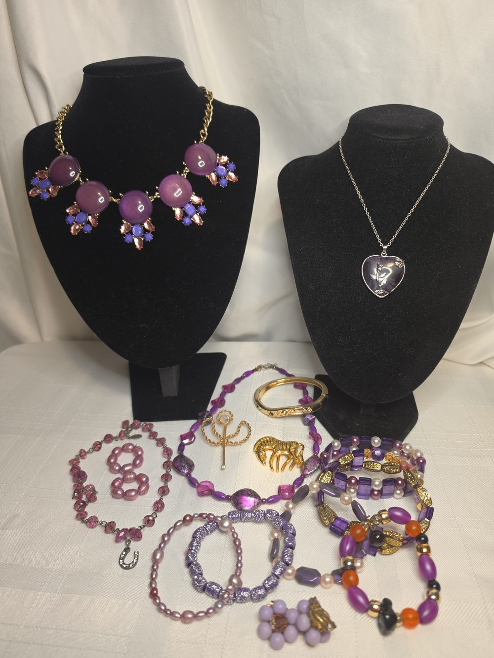 Nice Vintage Purple Statement Floral Necklace - Bracelets & More Women Jewelry